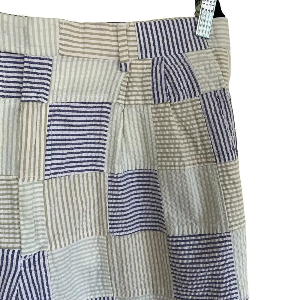 Berle Vintage Seersucker Cotton Madras Plaid Pleated Chino Shorts Preppy Sz 34